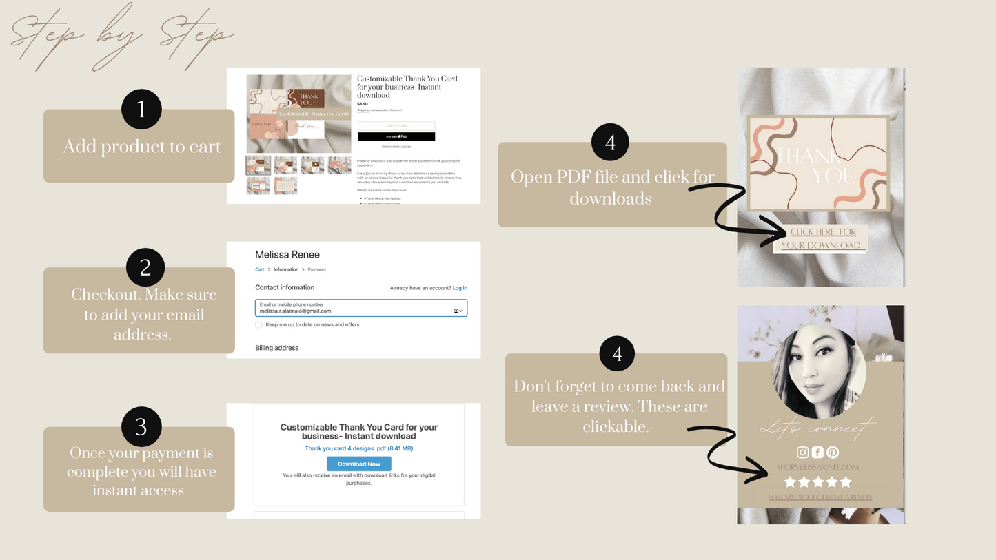 Customizable Thank You Card for your business- Instant download