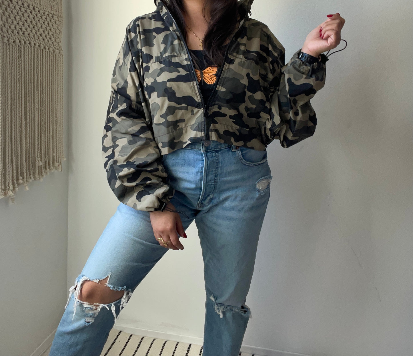 Zara camo windbreaker jacket. Size Large.