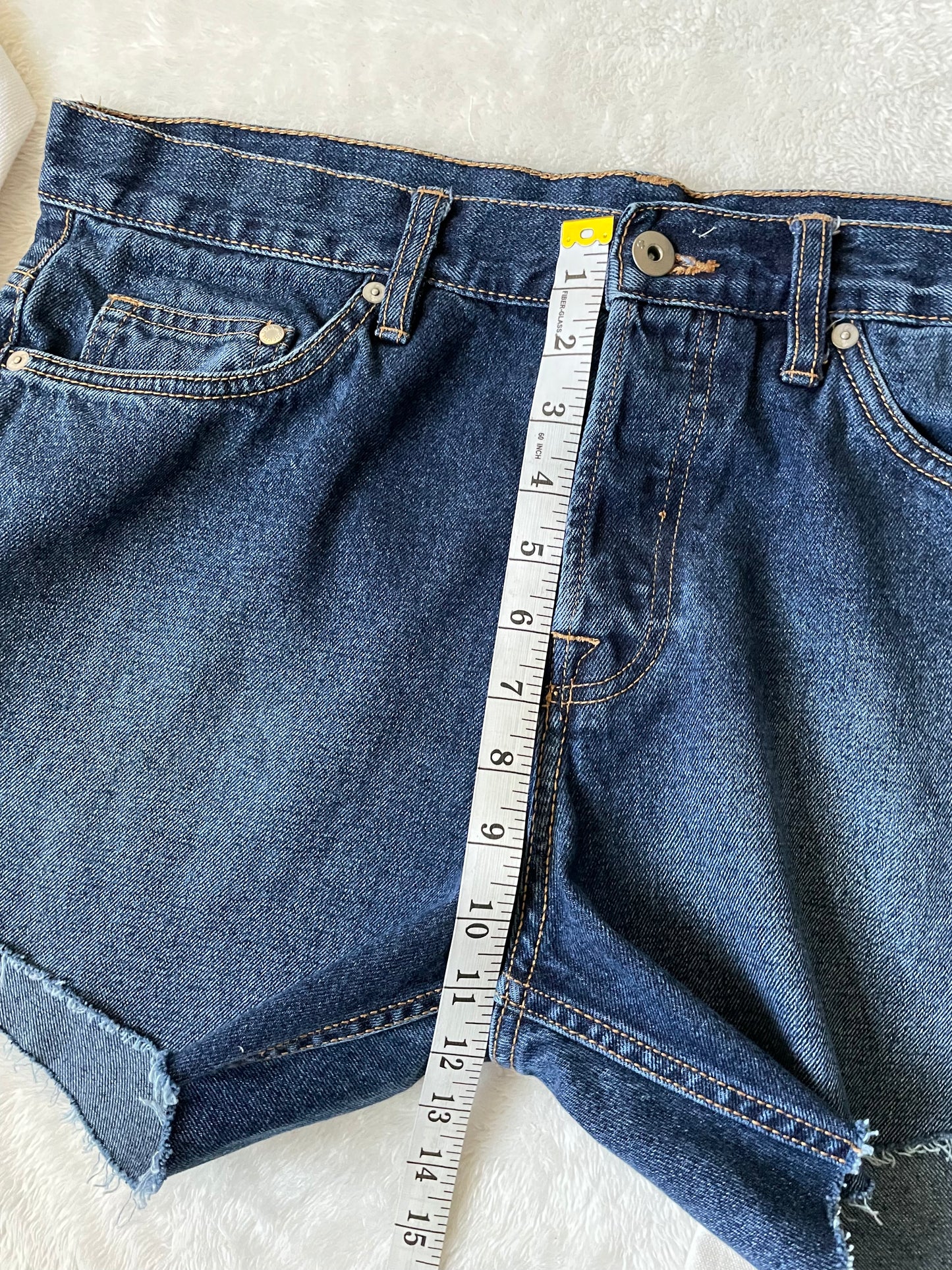 &Denim blue Upcycled 5" shorts. Size 34.