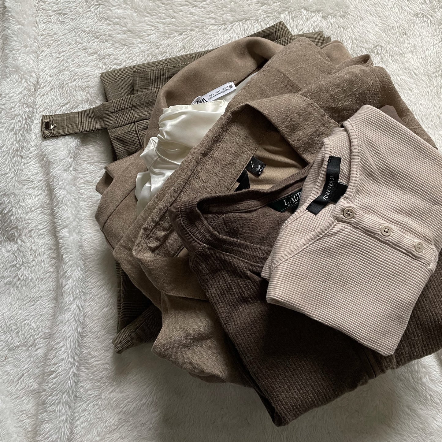 Curated Capsules. Taupe. Size Large. 6 items.