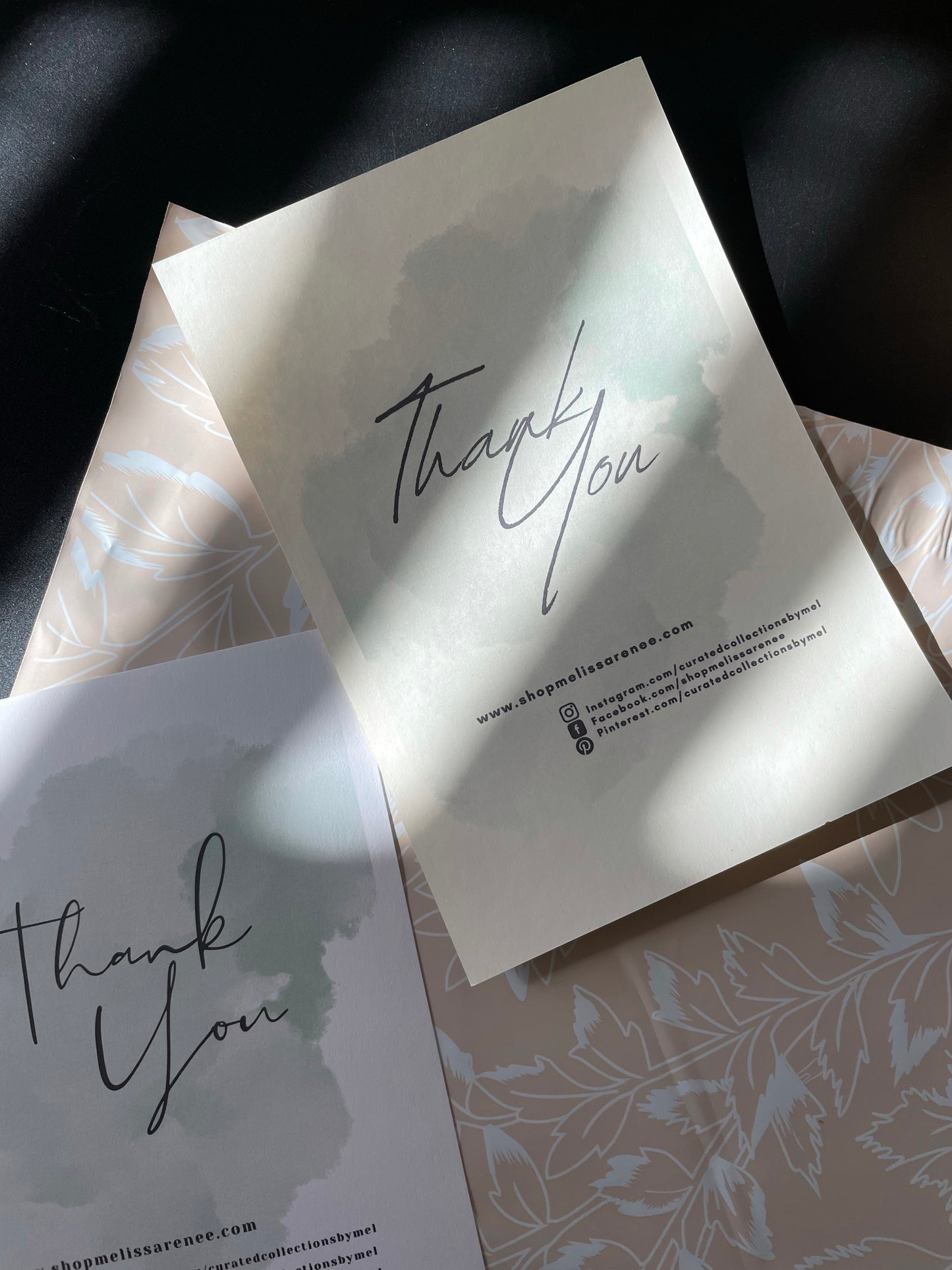 Customizable Thank You card template- For Canva-  Mint Watercolor
