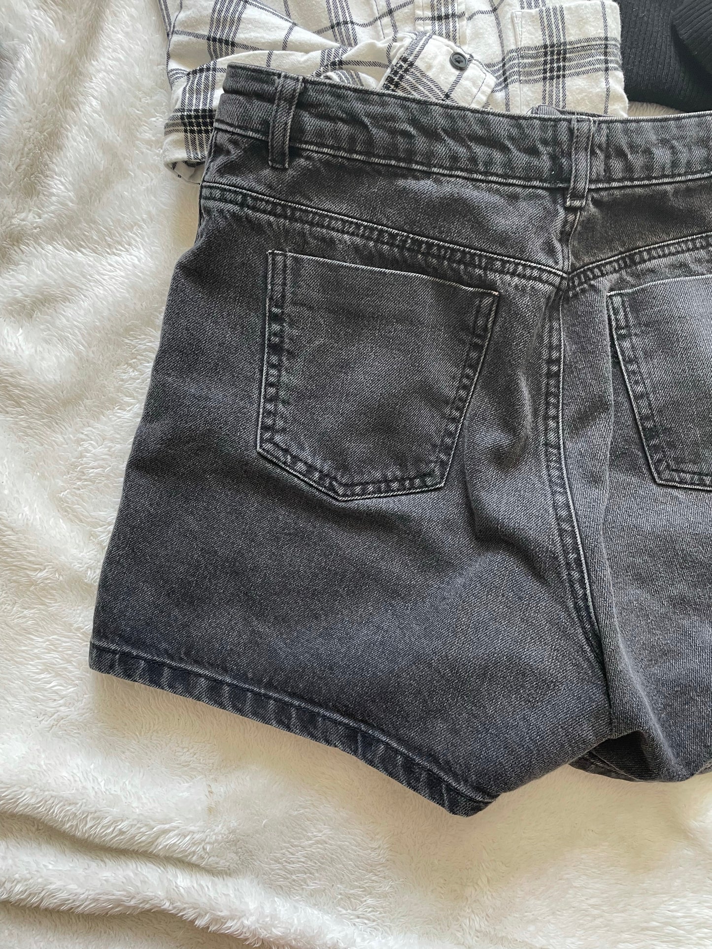 ASOS black washed denim shorts. Size 10.
