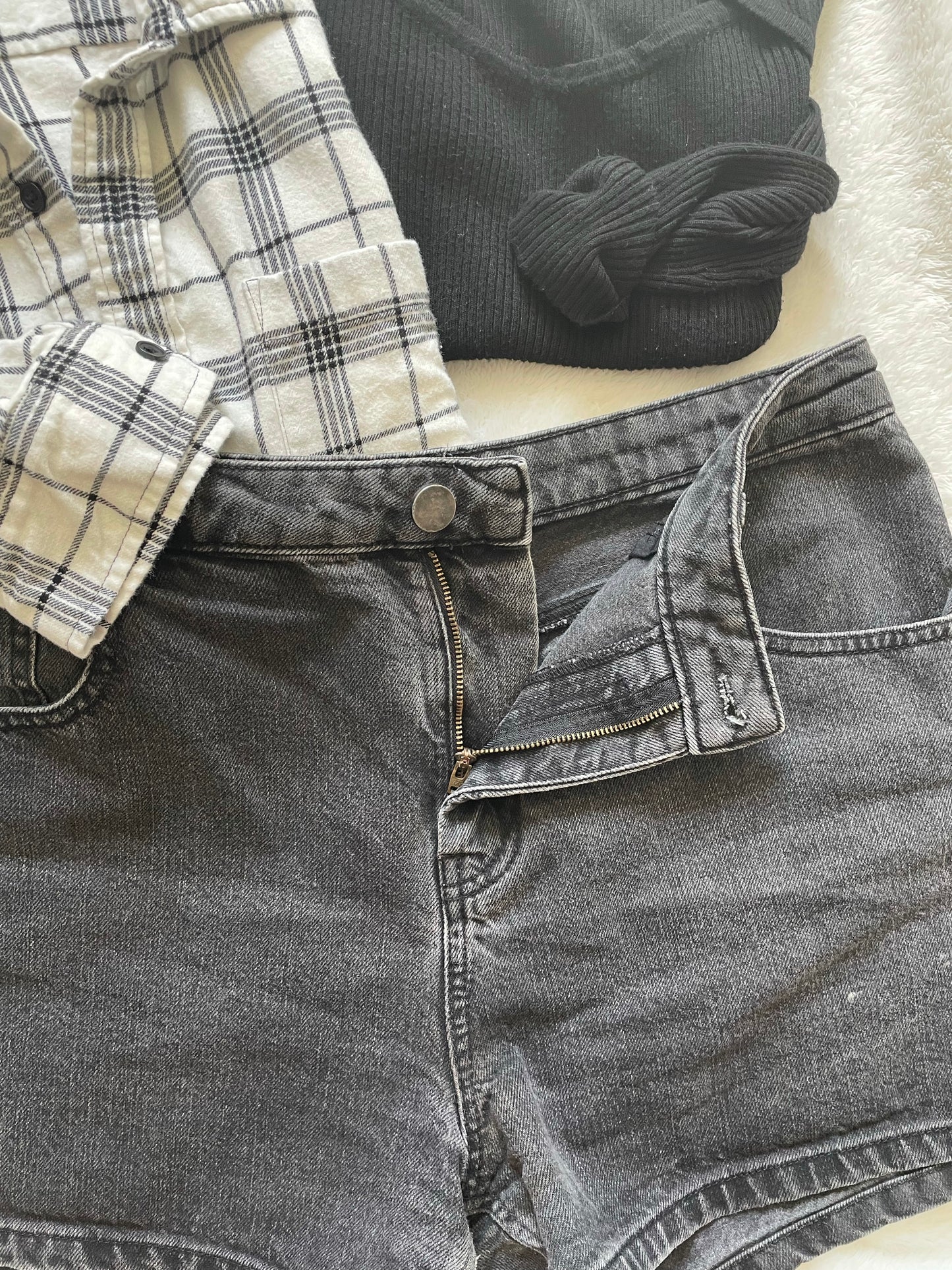 ASOS black washed denim shorts. Size 10.