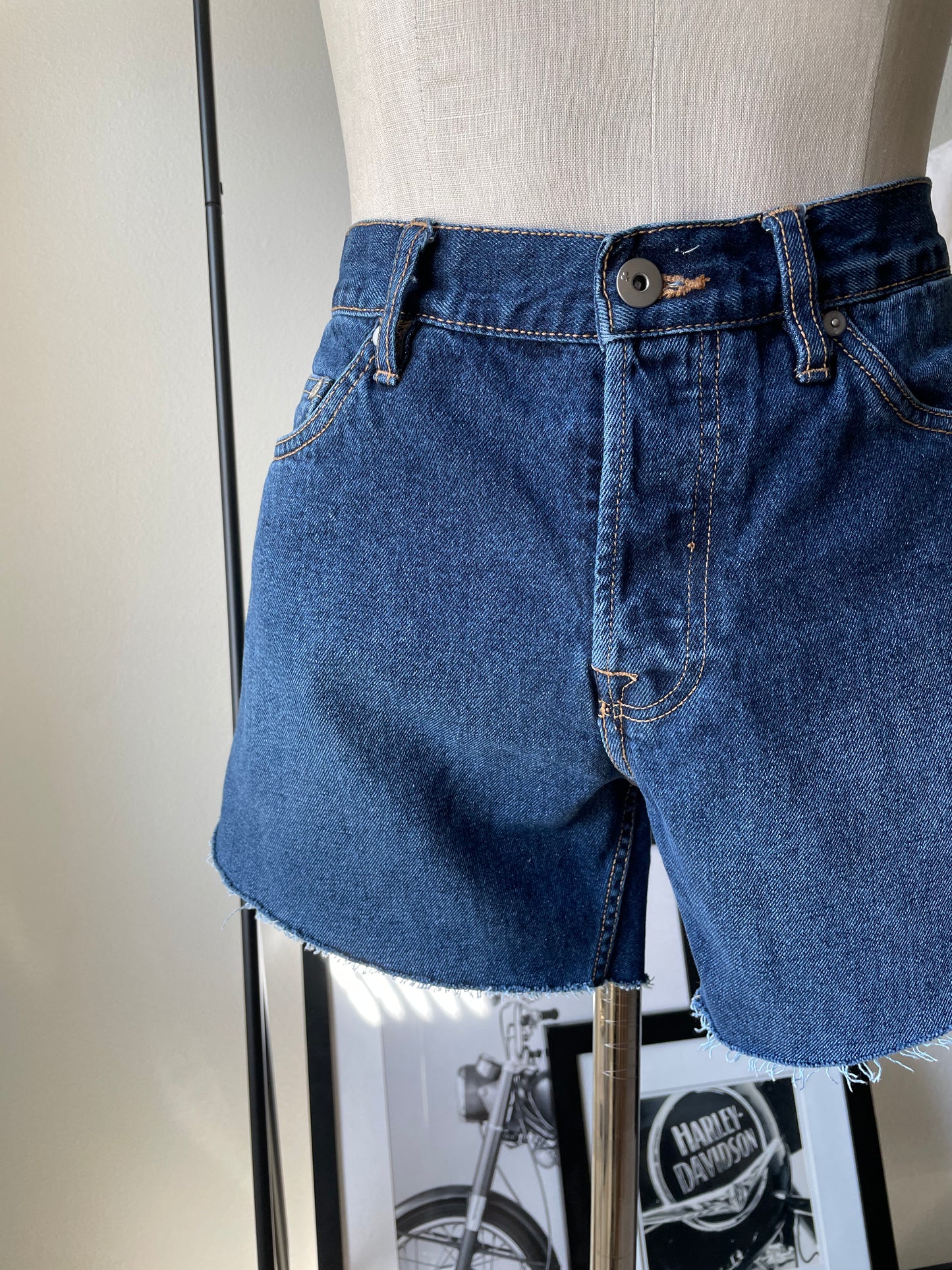 &Denim blue Upcycled 5" shorts. Size 34.