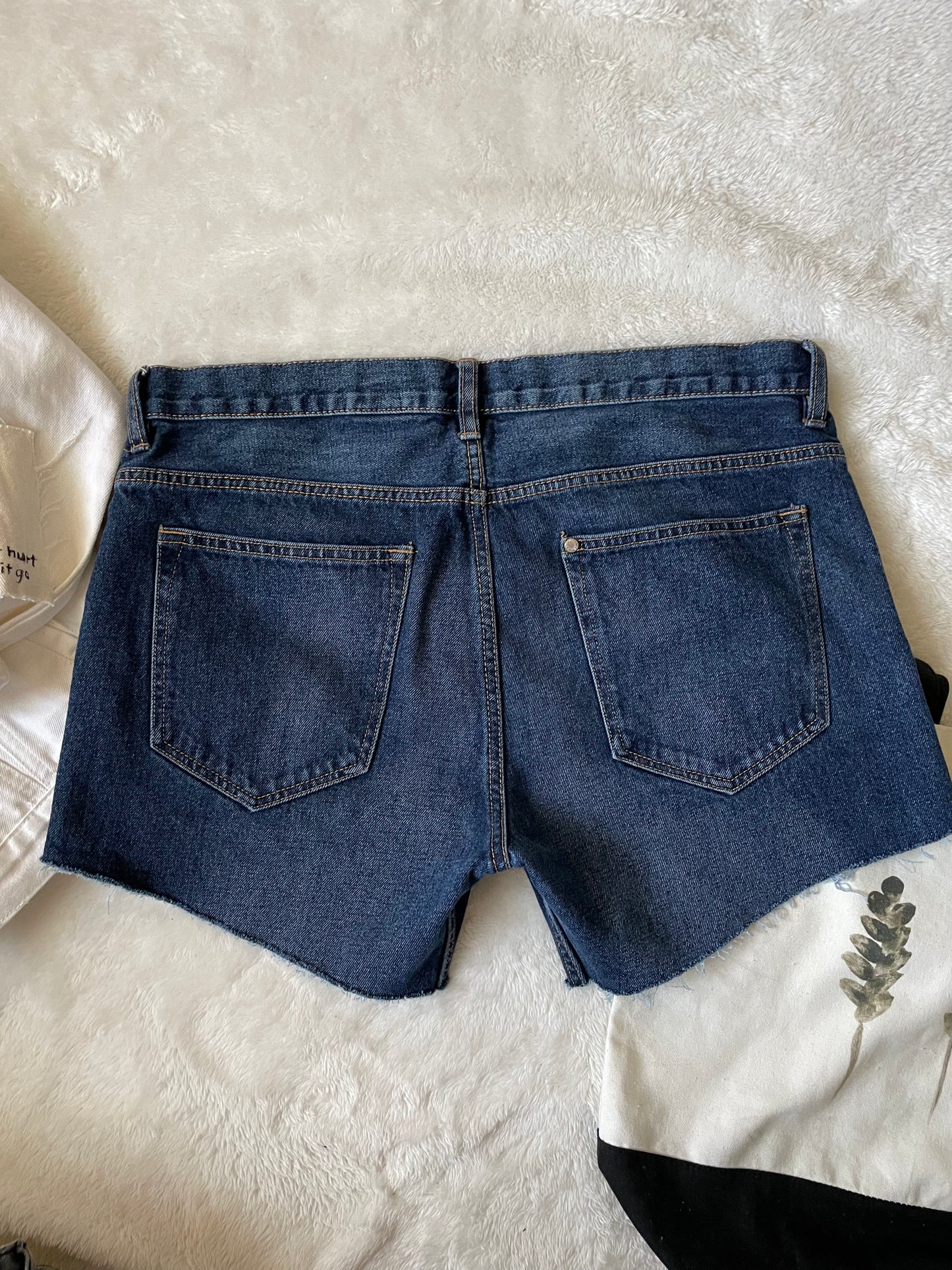 &Denim blue Upcycled 5" shorts. Size 34.