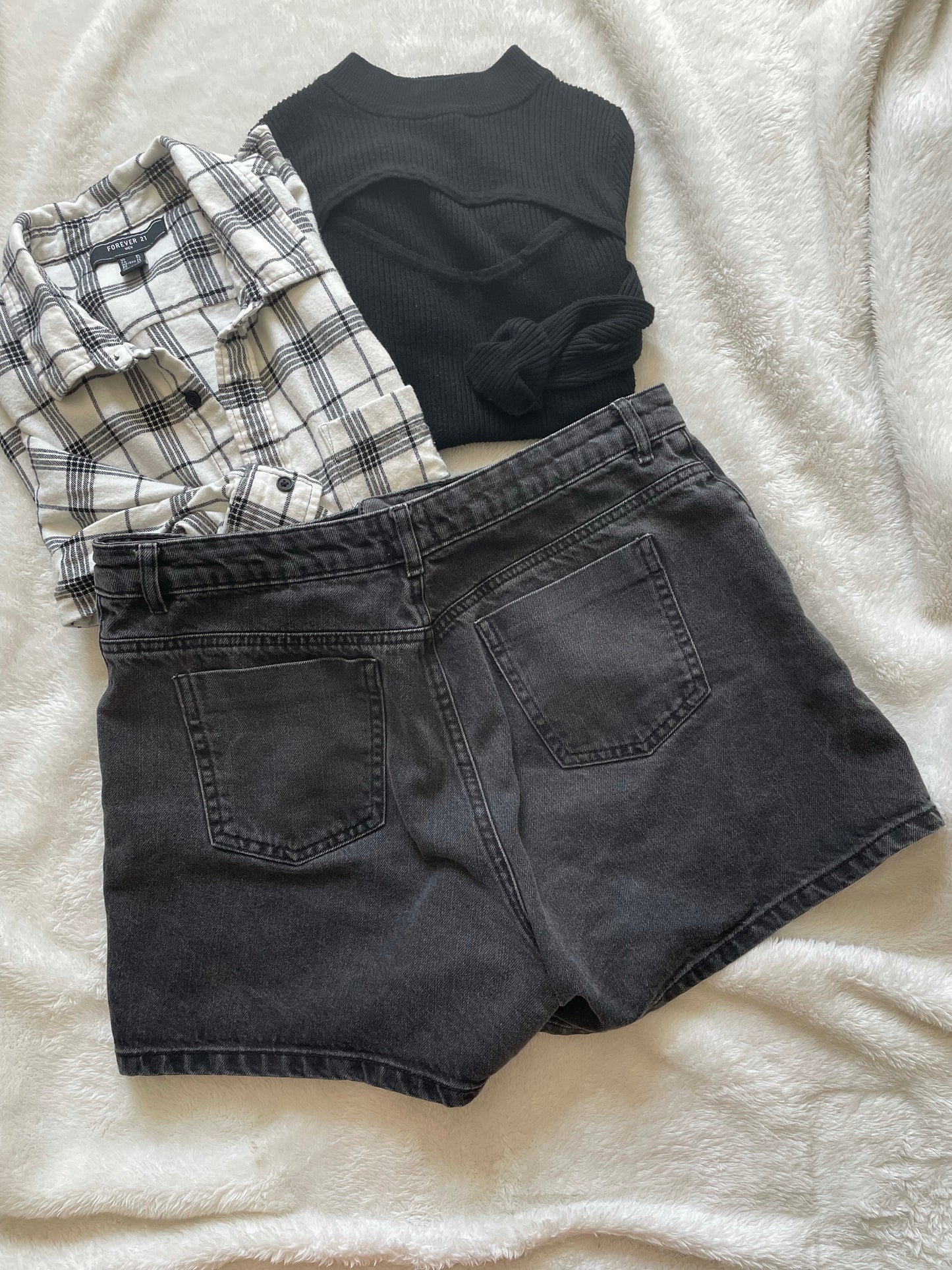 ASOS black washed denim shorts. Size 10.
