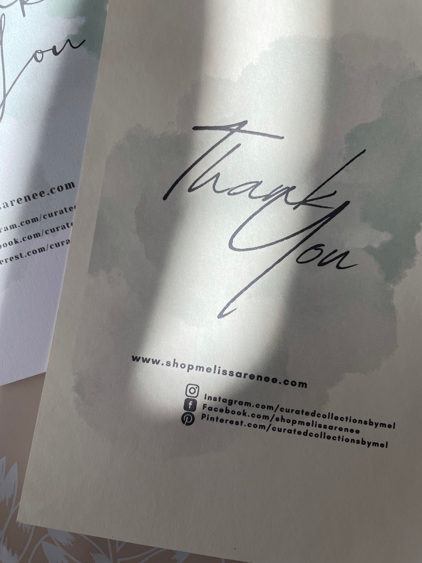 Customizable Thank You card template- For Canva-  Mint Watercolor