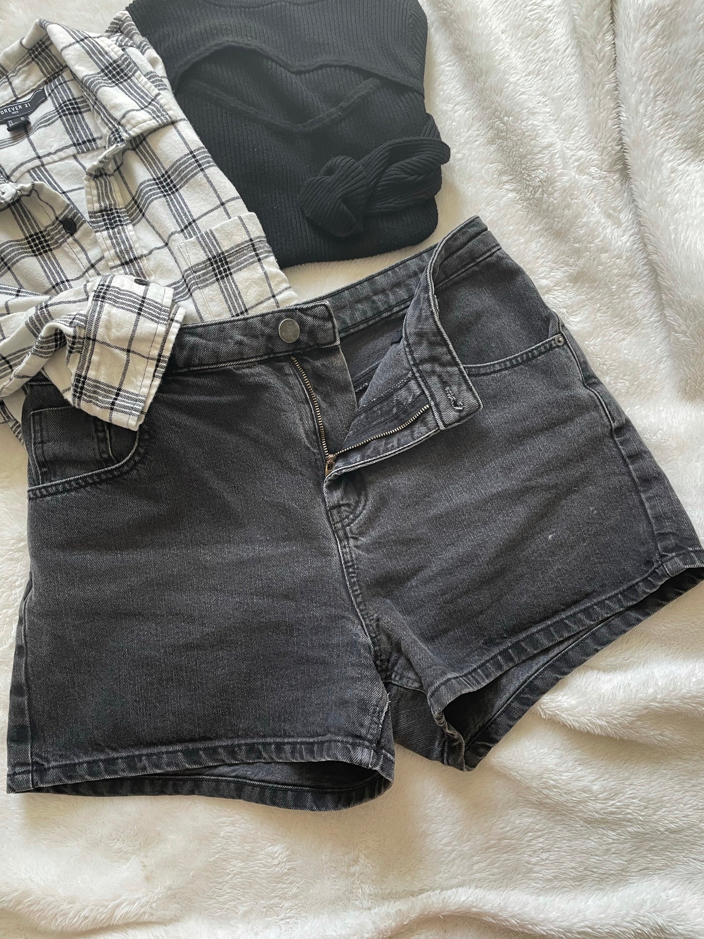 ASOS black washed denim shorts. Size 10.