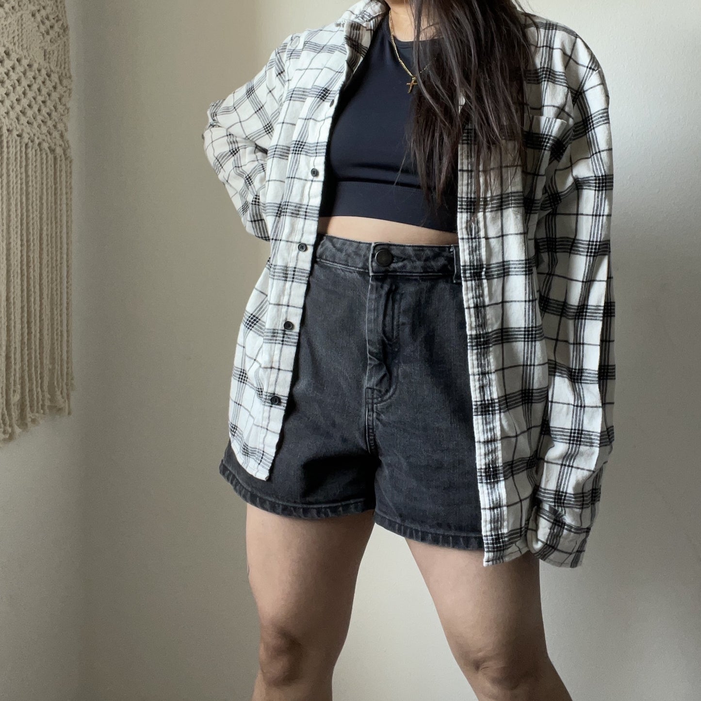 ASOS black washed denim shorts. Size 10.