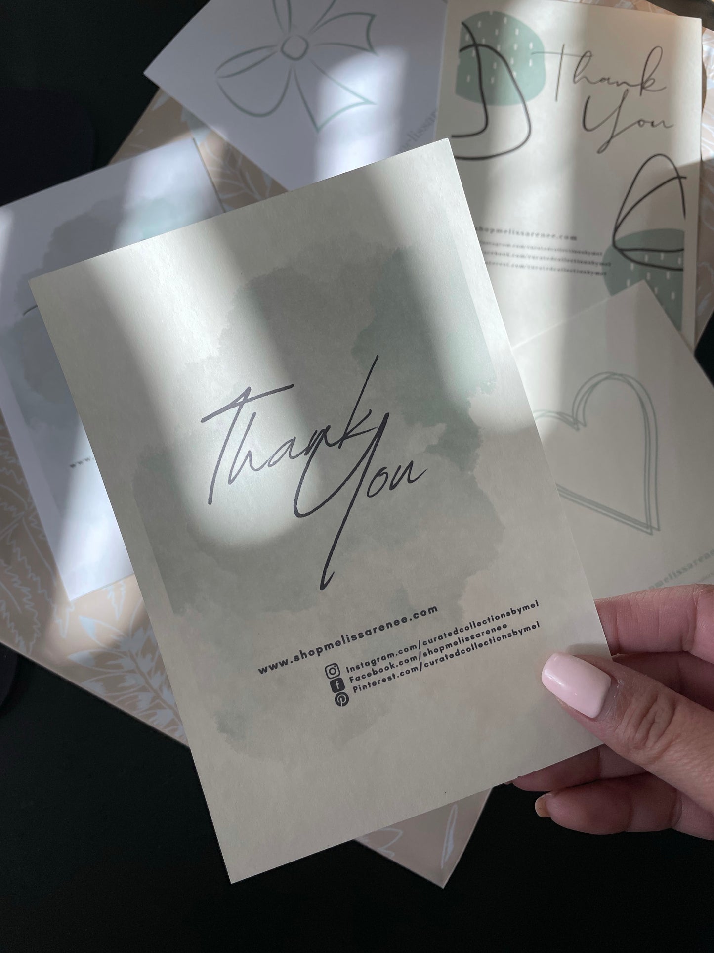 Customizable Thank You card template- For Canva-  Mint Watercolor