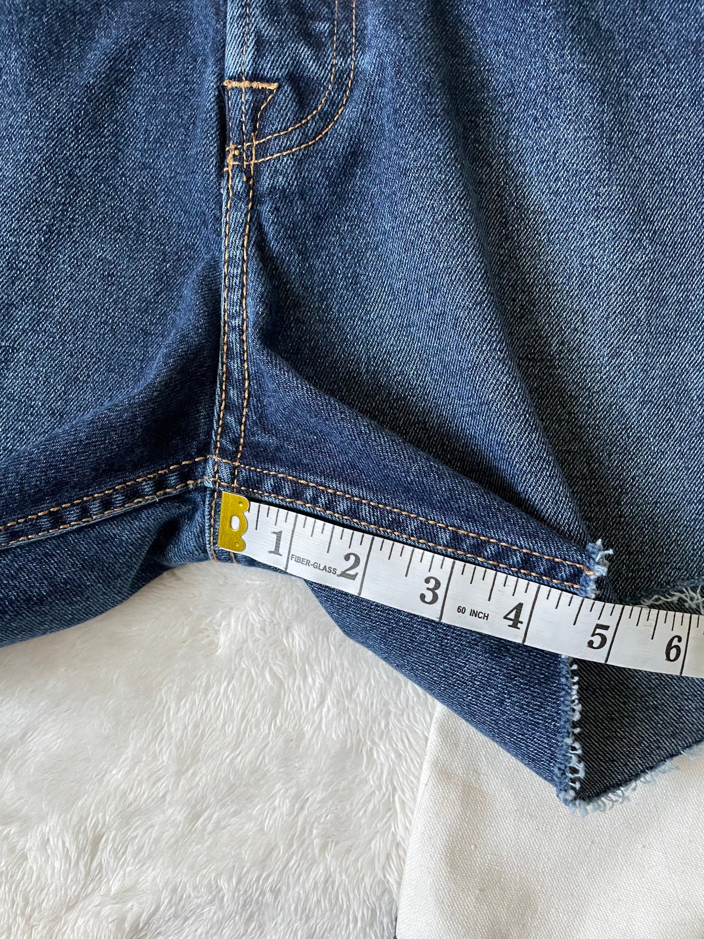 &Denim blue Upcycled 5" shorts. Size 34.