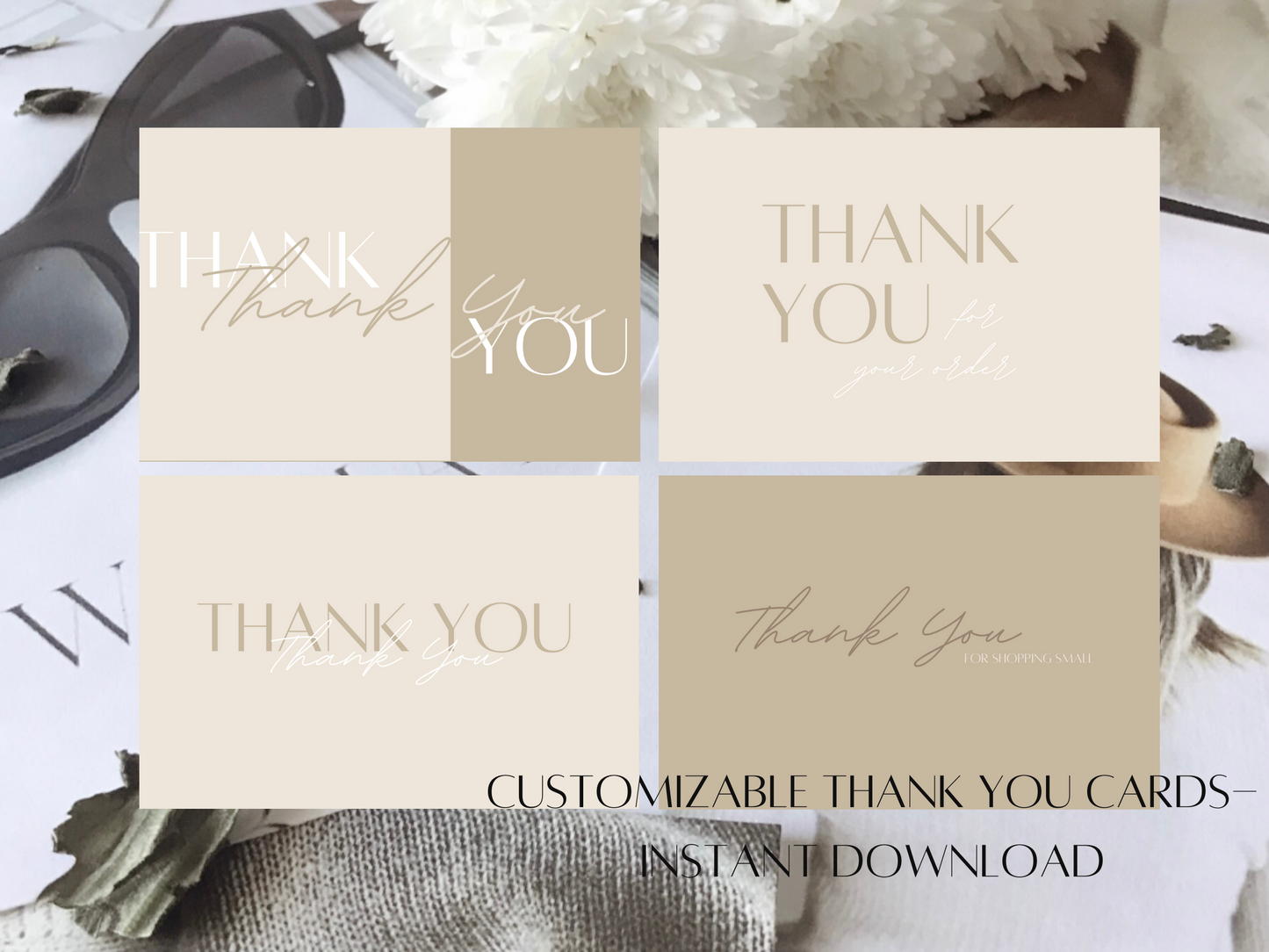 Customizable Thank You Cards- Instant Download- Canva Template