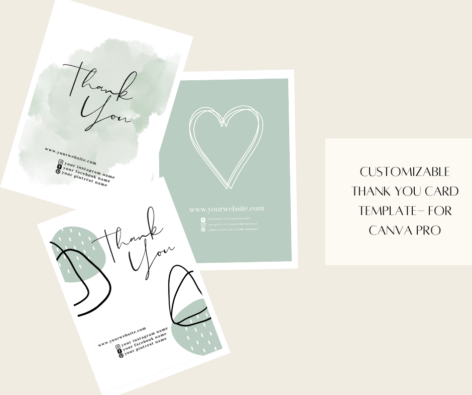 Thank you card Templates - Canva Pro- Mint