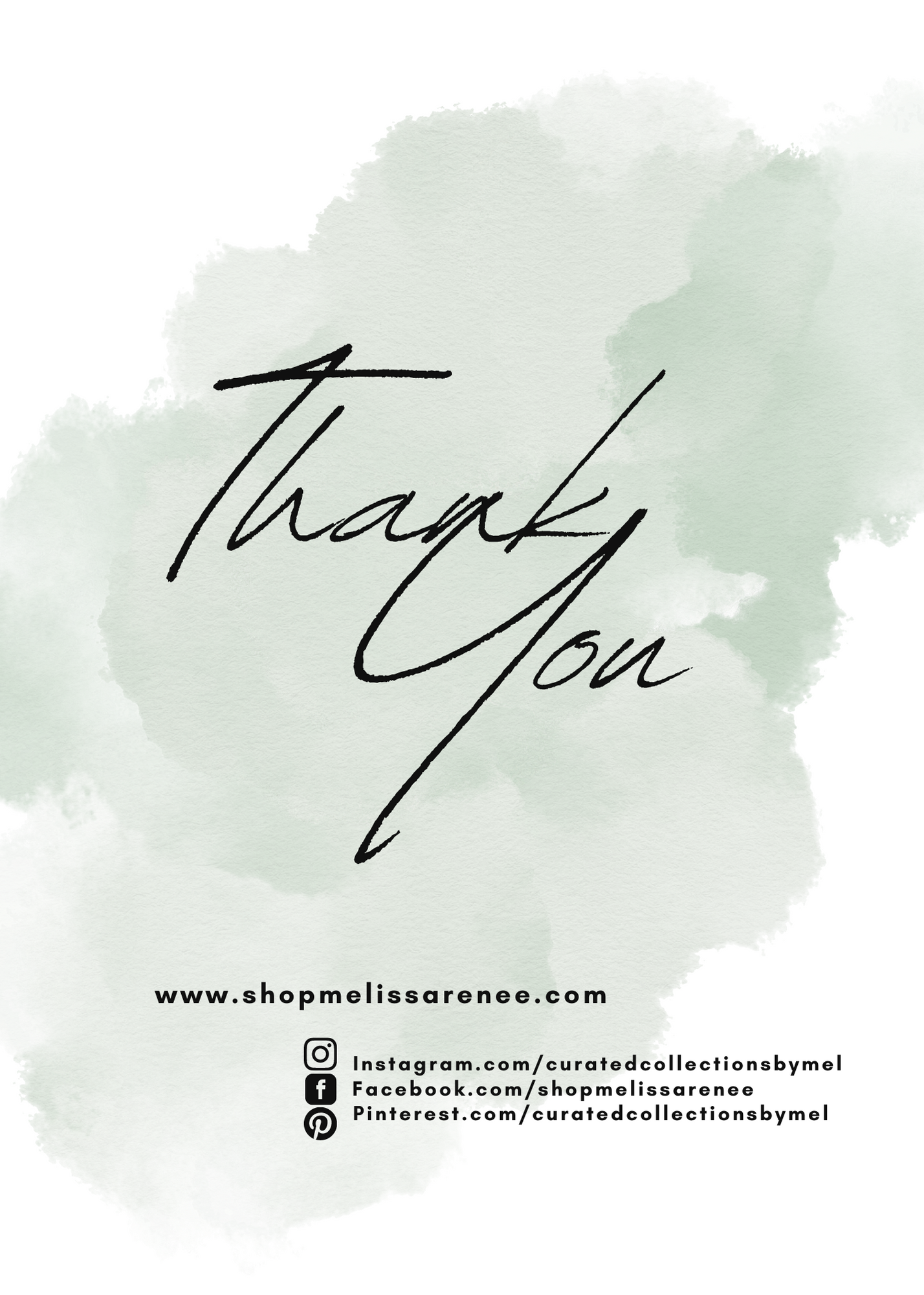 Customizable Thank You card template- For Canva-  Mint Watercolor