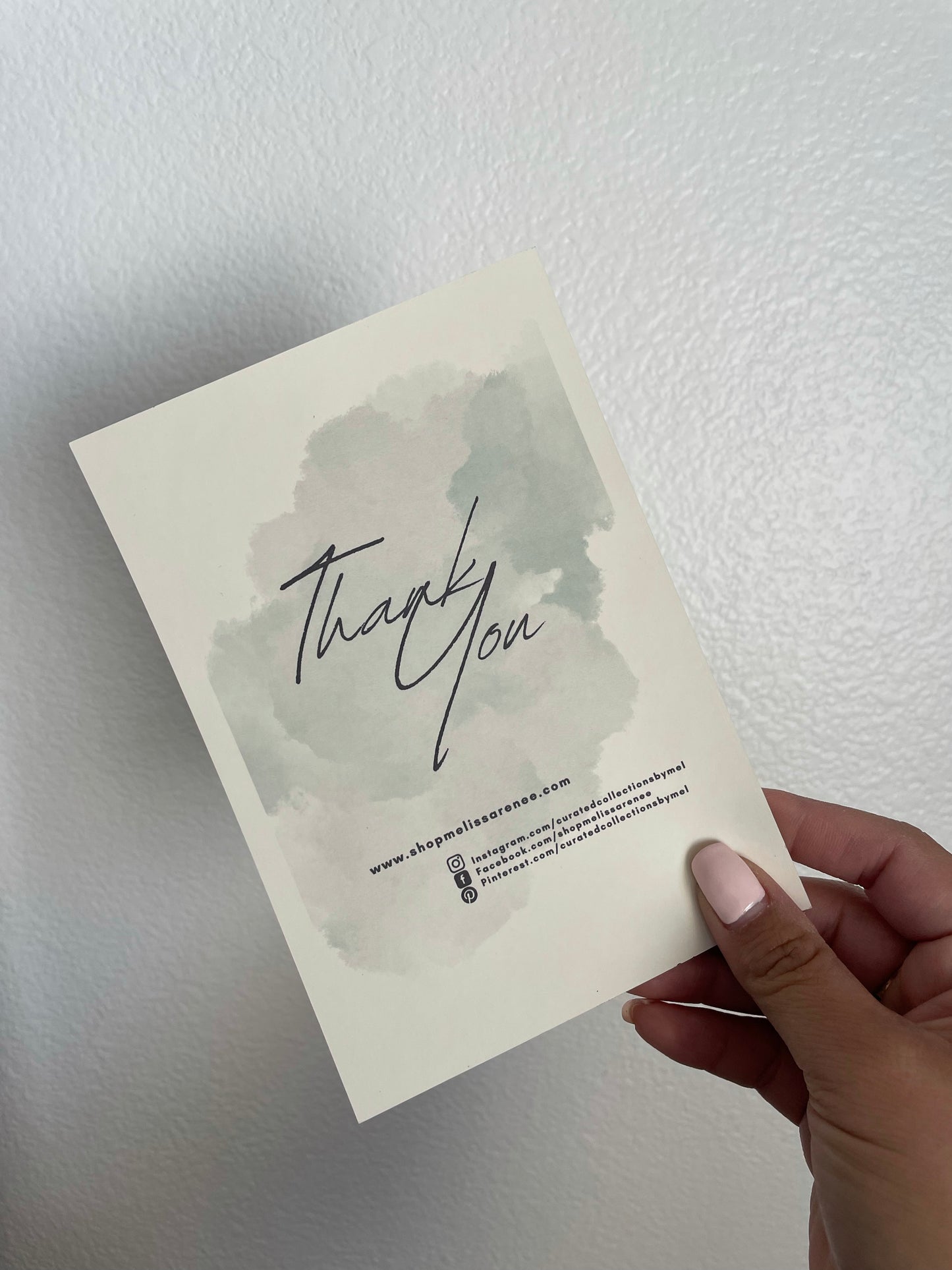 Customizable Thank You card template- For Canva-  Mint Watercolor