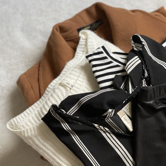 Curated Capsule. Black and Tan. Size medium. 5 items.