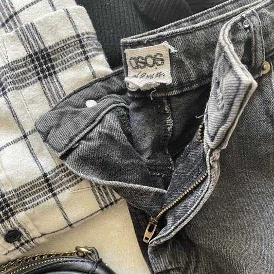 ASOS black washed denim shorts. Size 10.