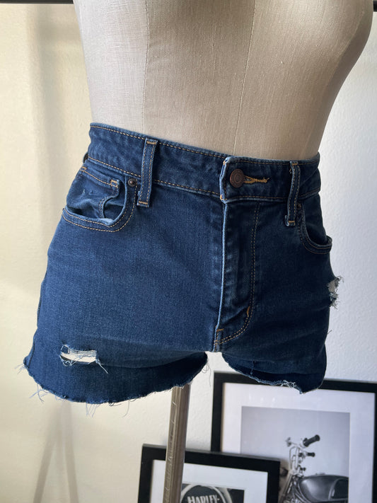 Levi’s dark blue high rise Upcycled shorts.